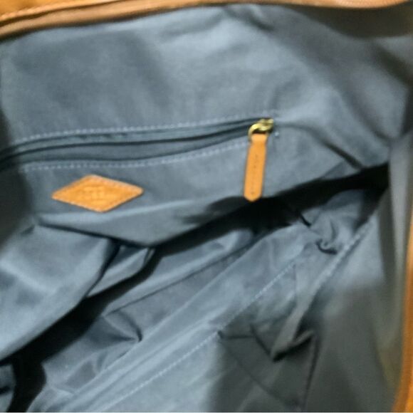 Fossil Madison Black Striped Canvas Tote Bag Purse Hand Bag top zip - Picture 11 of 12